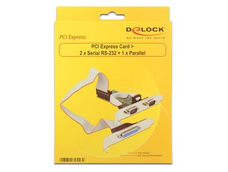 Delock PCI Express Card > 2 x Serial RS-232 + 1 x Parallel - parallell / seriell adapter - PCIe 2.0 - RS-232 x 2 + IEEE 1284 x 1