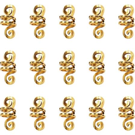 Spiral Hårpärlor, Metall Hårmanchetter Hårfläta Ringar Clip Hängande Smycken, för DIY Hårdekoration (18 st, Guld)