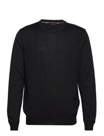 Merino - Iq Strikkegenser M. Rund Krage Svart SAND