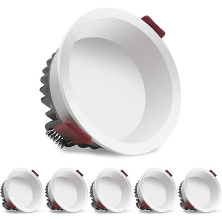 5 x LED Infälld Spotlight, 8W Spot, CRI90, 700LM, Varmvit 3000K, 220-240V, 75mm Utskärning, IP44 Vattentät, Bländskydd Infälld Downlight (Vit)