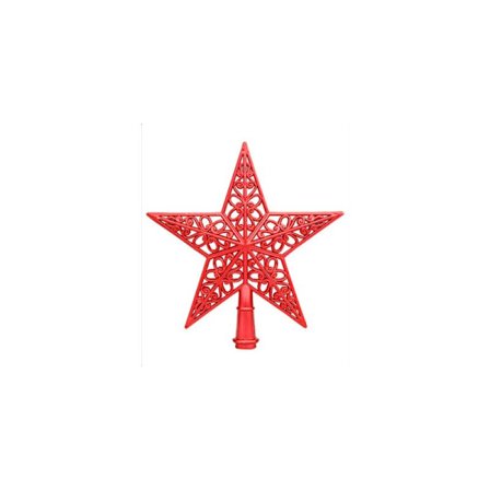 Julgransdekoration i plast - Modern julgransstjärna - Röd stomme