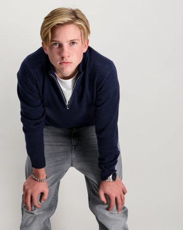 RYVLS Justin Soft Knit Half Zip Blå Genser Gutt - Kids Brand Store