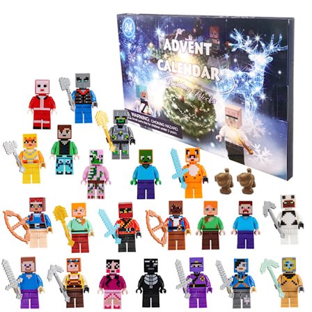 24 pcs Advent Calendar Minecraft Mounted Brick Toy Christmas Halloween Toys Gifts Minifigure Set Puzzle Gifts