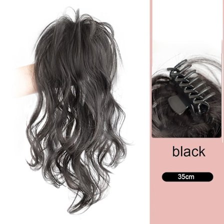 Halv slips paryk fransk krøllet hår SORT