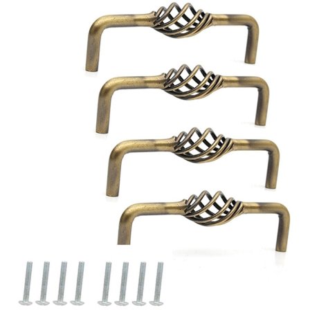 Sæt af 4 Vintage Nikkel-Jern Legering Hule Skuffesknopper med Skrueknapper til Skabsdøre - 96mm Bronze