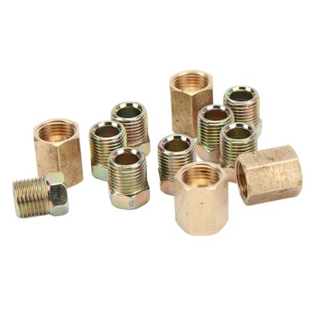 12 st 7/16 tum‐24 gängade bromsrörskopplingar, sortiment, mässing, biltillbehör för 1/4 tum bromsrör