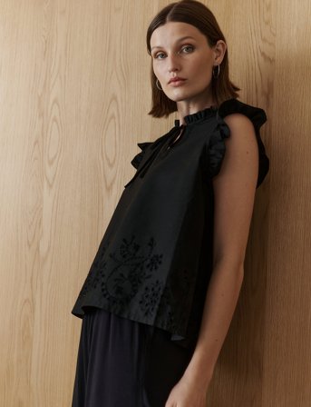 Rosemunde Rwlauren Sl Regular Top - Black - 42