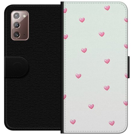 Kompatibel Tegnebogsetui til Samsung Samsung Galaxy Note20 Minimalistisk mønster med lyserøde hjerter på en lysegrå baggrund, sødt og enkelt desi