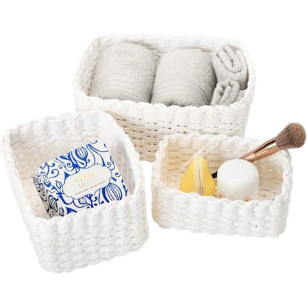 Valkoiset säilytyskorit ekologisesta paperista, 3 kpl, kaappiin, makuuhuoneen sisustukseen