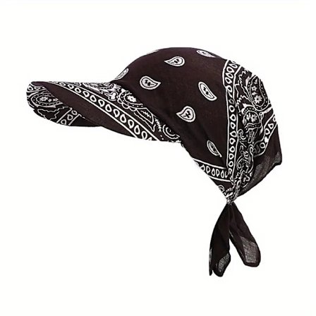 Turbanhue med Paisley-print - Baseballkasket til kvinder med justerbar solskærm