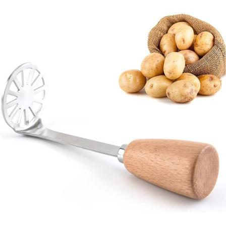 Potetpresser med trehåndtak, fruktpresser, manuell potet