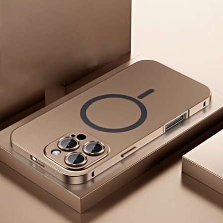 Frostat aluminium magnetiskt laddningsfodral kompatibelt med iPhone 16/15/ heltäckande frostat anti (blå, kompatibelt med iPhone 16 Pro)