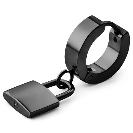 Brinco Argola com Pendente Cadeado Preto Floyd para homens - Pendentes para brincos argola