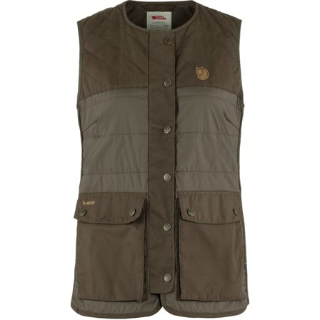 Fjällräven Dam's Forest Wool Padded Vest in Dark Olive | Size: Medium, G-1000/Polyester