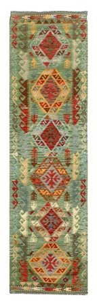 Kilim Afghan Old Style Rug Oriental Runner Green/Brown (Wool, )