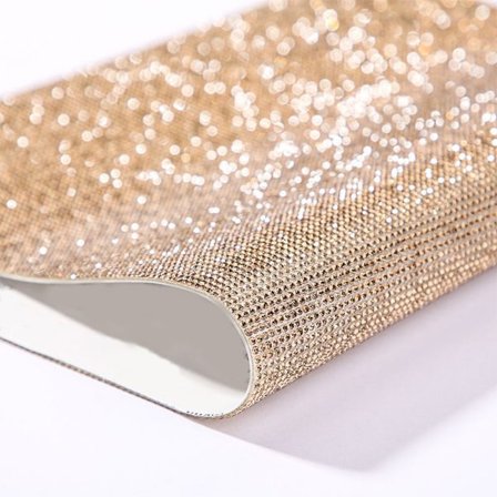 Glitrende krystalrhinsten tape, stærk selvklæbende tape, egnet til DIY dekoration, champagnefarve