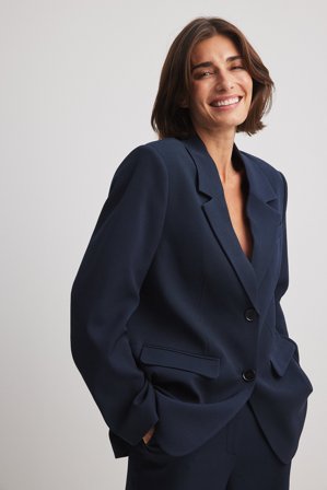 NA-KD - Skreddersydd oversized blazer - Figursydd blazer - Blå - EU 36