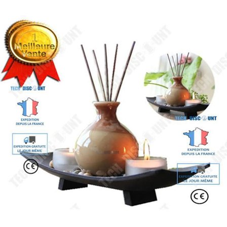 Skål med lys og røgelse - TD - Chic Relaxerende - Keramik - 2 Lysestager - Økologisk