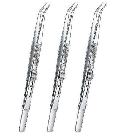 3-pak Diamantsten Pincet Smykker Pincet Rustfrit Stål Slides