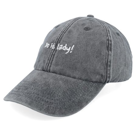 Iconic - Do It Lady Washed Black Dad Cap Unconstructed Black Cap - @ Hatstore
