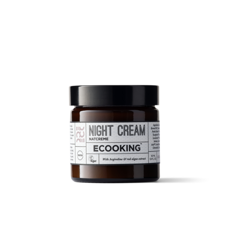 Ecooking Natcreme 50 ml - Med Græskar og Rødalgeekstrakter, Argireline Peptid, Fugtgivende til Alle Hudtyper