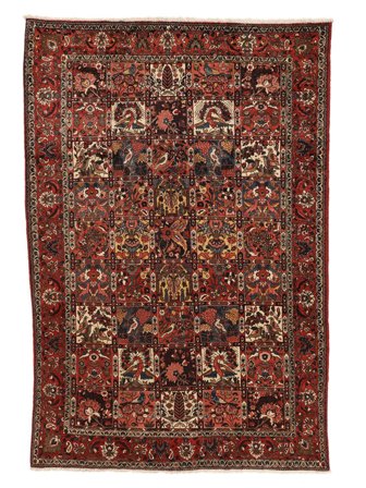Hand Knotted Persian Bakhtiari Collectible Rug 201X312 Black/Dark Red