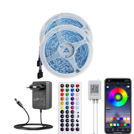 LED lyslenke med Bluetooth fjernkontroll RGB LED lyslist 20 meter