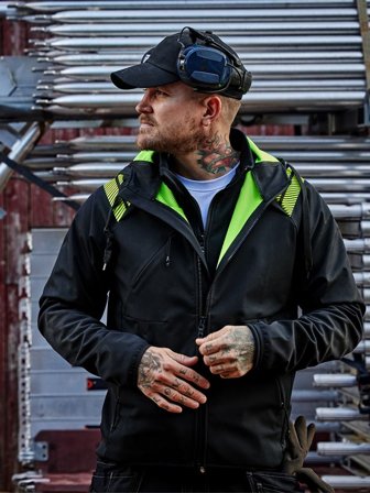 Fristads Herr Softshell-jacka med huva 7461 GBON, Svart