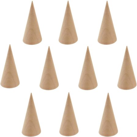 10 stykker (Tre farge) Tre Ring Display Kjegle Ring Holder Tårn