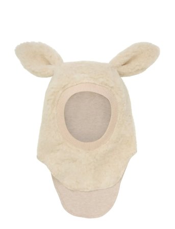 Balaclava Ears Wool Teddy Cream Huttelihut