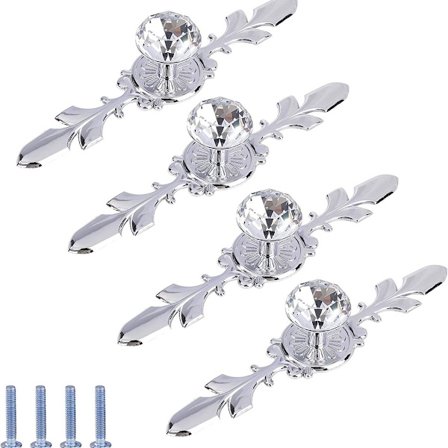 Kristallhandtag för lådor, skåpdörrhandtag, skåp, möbler, skåp, draghandtag med S