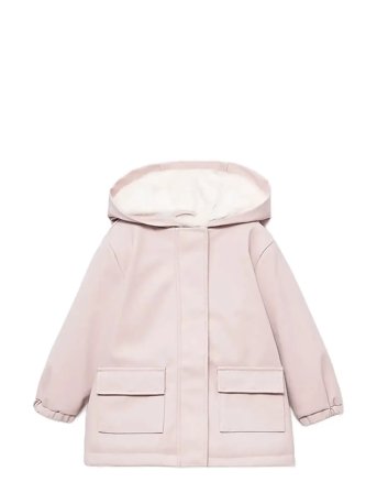 Rubberised Coat With Fur-Effect Lining Pink Mango
