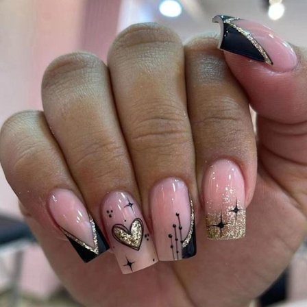 24st Fake Nails Long French Ballerina