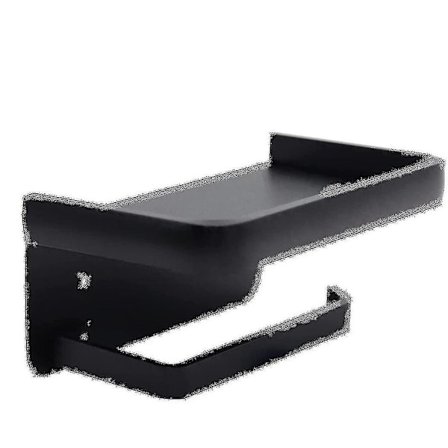 Toalettpappershållare med Hylla, Matt Svart Toalettpappershållare Väggmontering, Badrum Självhäftande Toale