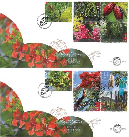 Holland - Oplev naturen: Flora Sint Eustatius - 2 førstedagskuverter