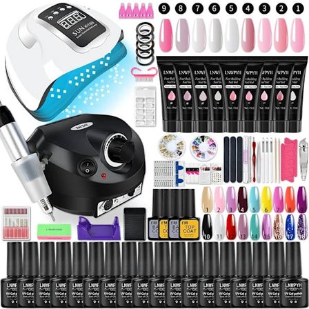 Gel Nagellack Set Poly Nagel Gel Kit Med Nagellampa Semi Permanent Gel