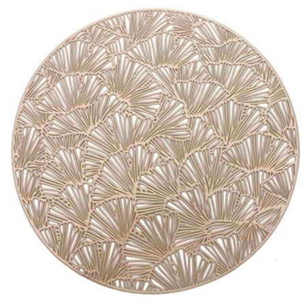 4 st Runda Underlägg Restaurang Hål PVC Dekoration Matbord Mat Anti-Het Matbord Mat Biff Tallrik Mat - Guld