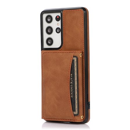 Fodral för iPhone15PRO brun tri fold multi card plånbok kortplats hudkänsla anti fall