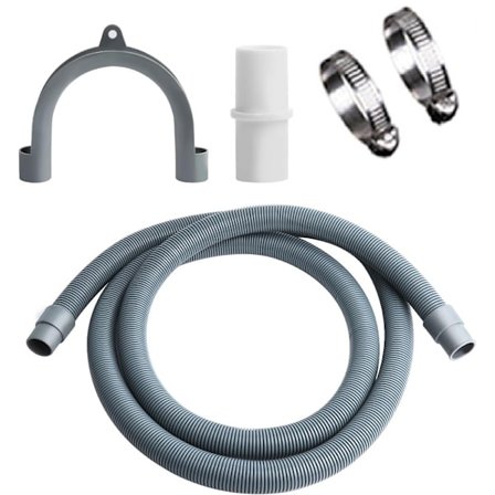 3m vaskemaskin avløpsslange, vaskemaskin spillvann avløpsslange, med avløpsslangekobling og 2 slangeklemmer