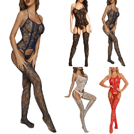 Kvinnors spets Fishnet Underkläder Babydoll Body Stocking Body marinblå