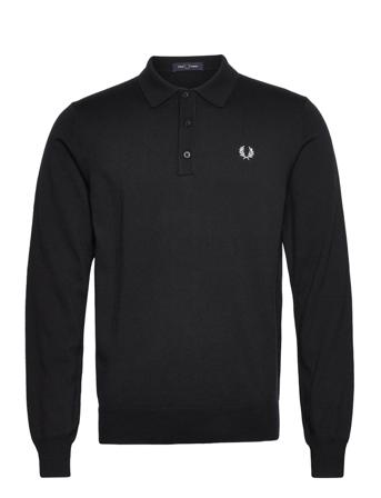 Classic Knitted Shirt Ls Polos Long-sleeved Svart Fred Perry*Betinget Tilbud