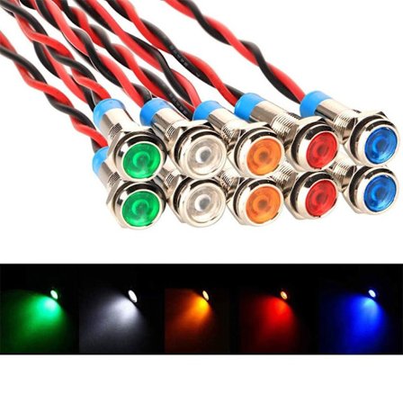 10 stk. indikatorlys strømforsyning arbejdslys signallampe