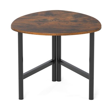 Trekantet sofabord med metalben, rustik brun