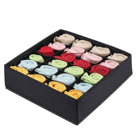 Foldbare opbevaringsblokke, skuffer, undertøj opbevaringskasser, hylder, opbevaringskasser under skab, 24-rums stofopbevaringskasser (sort)