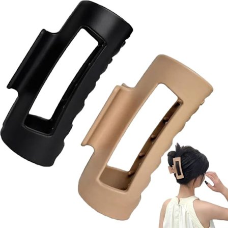 (Svart+Kaffe) Myk Elastisk Mote Hårklemme Haiklemme Komfortabel Klemme Fleksible og Ikke-spenne Klør Store Sklisikre Klemmer for Tykt eller Fint Hår