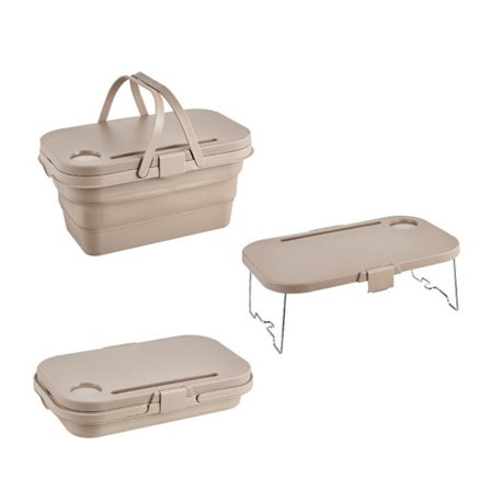 Slitesterk, vanntett piknikkurv, sammenleggbar bestikkholder, campingutstyr, oppbevaring