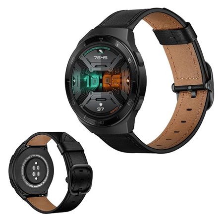 äkta läder klockarmband för Huawei and Samsung watch - svart
