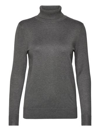 Pullover-Knit Light Høyhalset Pologenser Grå Brandtex*Betinget Tilbud