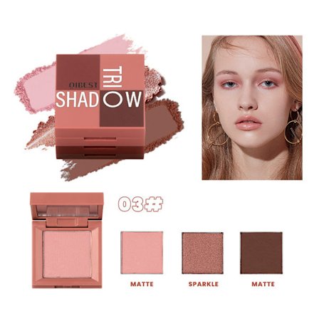 3-i-1 Mini Øyenskyggeboks Perlemors Polariserte Tredimensjonal Matt Natur Nybegynner Ikke-flytende Pudder Øyenskygge