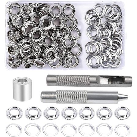 Öljettkit med öljetter, 100 set öljetter 12mm, reparationskit för presenning